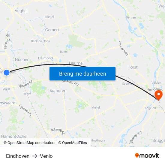 Eindhoven to Venlo map