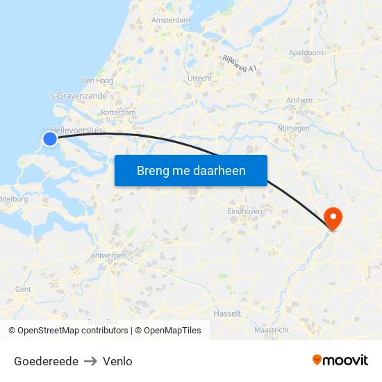 Goedereede to Venlo map