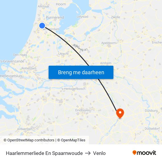 Haarlemmerliede En Spaarnwoude to Venlo map