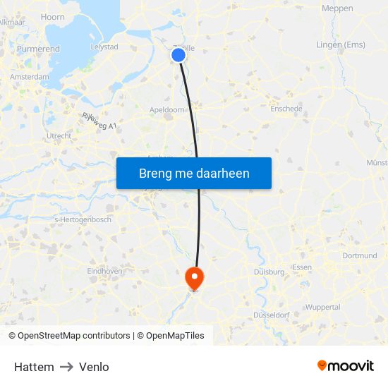 Hattem to Venlo map