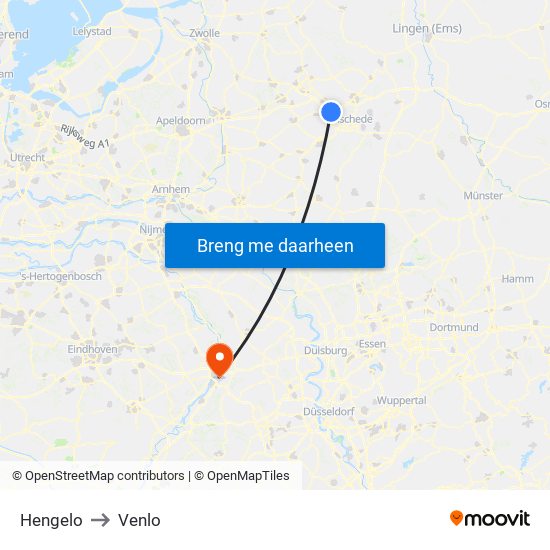 Hengelo to Venlo map