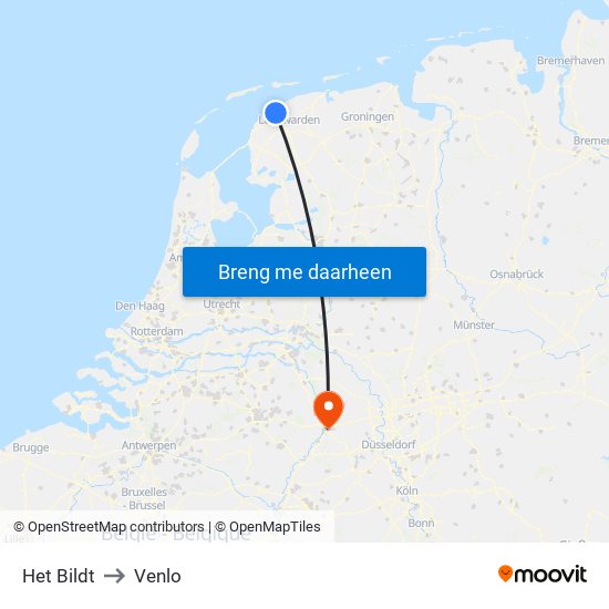 Het Bildt to Venlo map