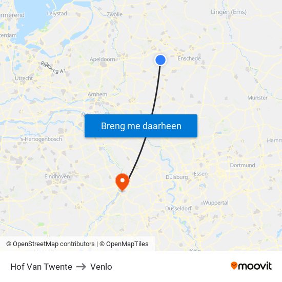 Hof Van Twente to Venlo map