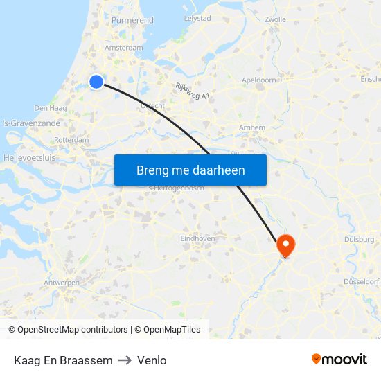 Kaag En Braassem to Venlo map