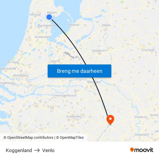 Koggenland to Venlo map