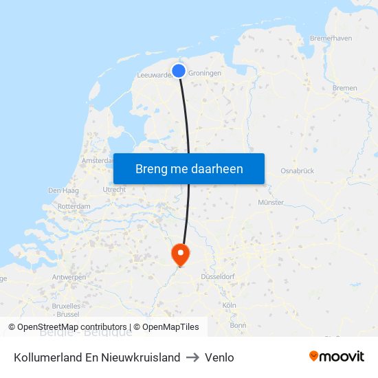 Kollumerland En Nieuwkruisland to Venlo map
