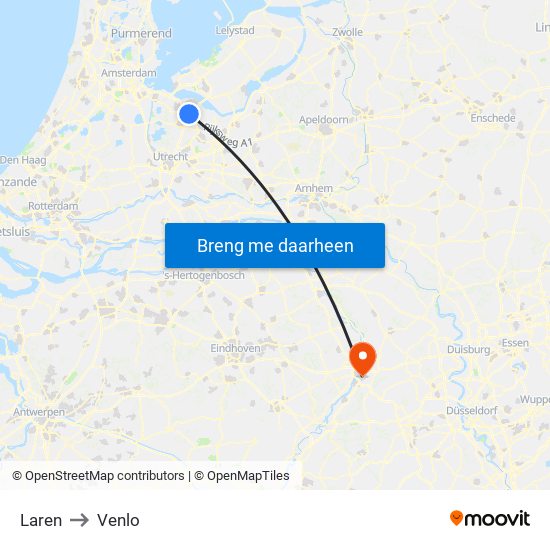 Laren to Venlo map
