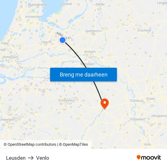 Leusden to Venlo map