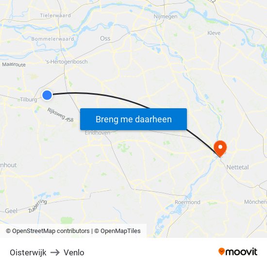 Oisterwijk to Venlo map