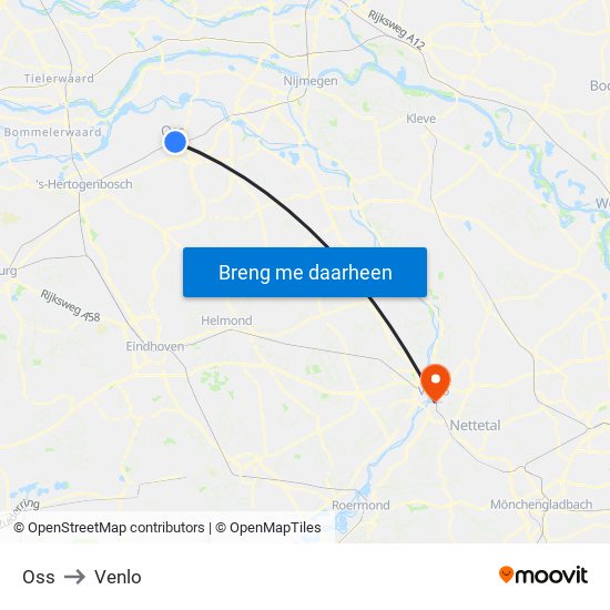 Oss to Venlo map