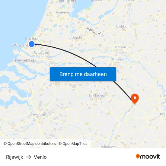 Rijswijk to Venlo map