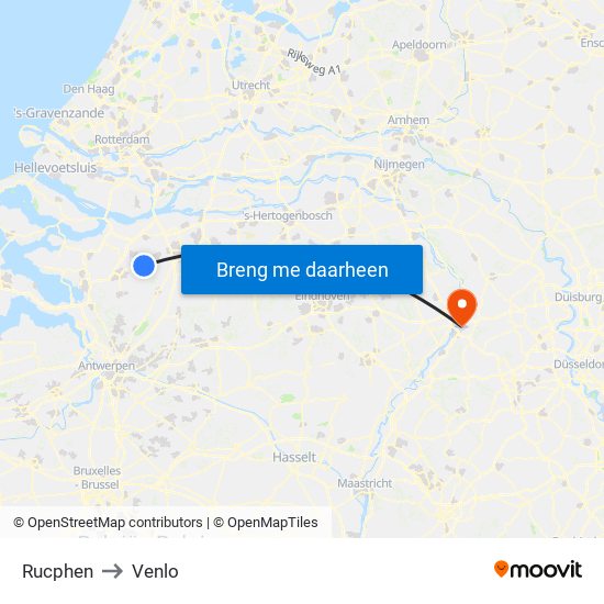 Rucphen to Venlo map