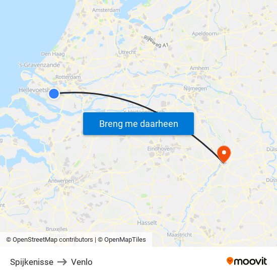 Spijkenisse to Venlo map