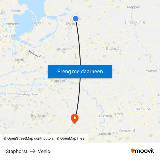 Staphorst to Venlo map