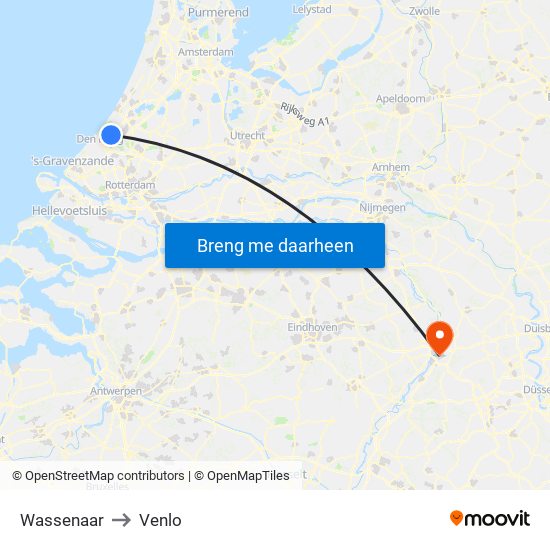 Wassenaar to Venlo map