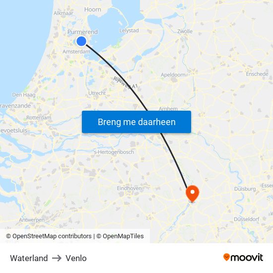 Waterland to Venlo map