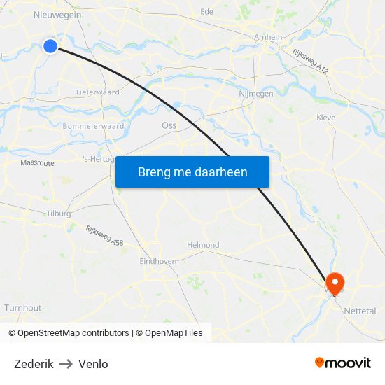 Zederik to Venlo map