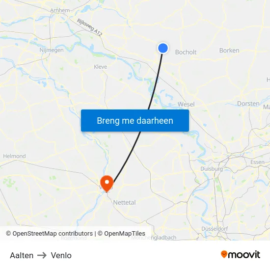Aalten to Venlo map
