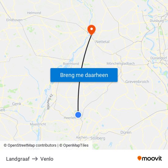 Landgraaf to Venlo map