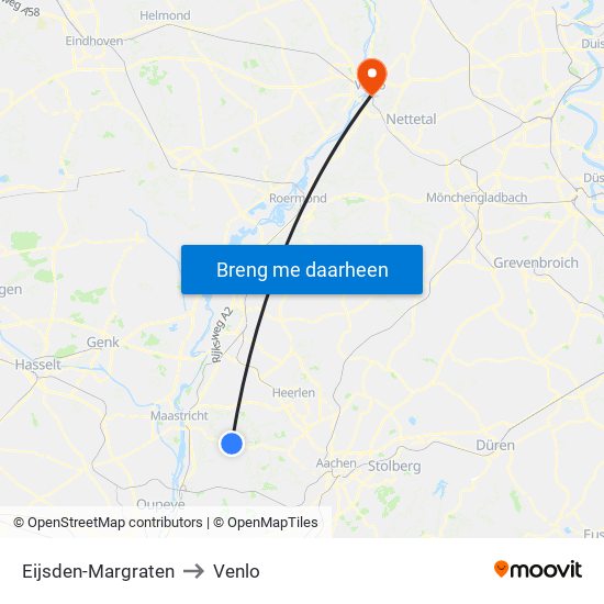 Eijsden-Margraten to Venlo map