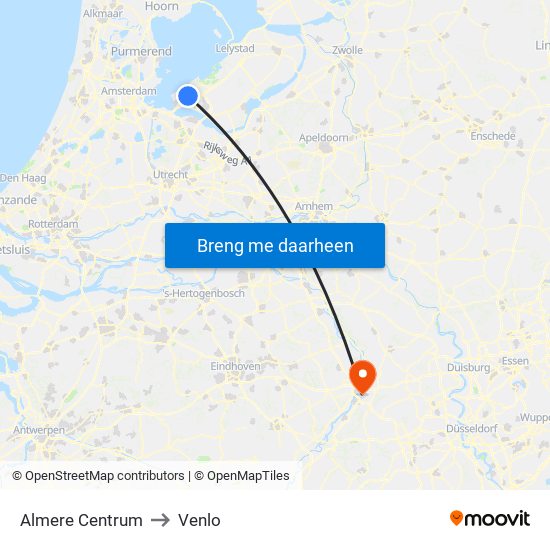 Almere Centrum to Venlo map