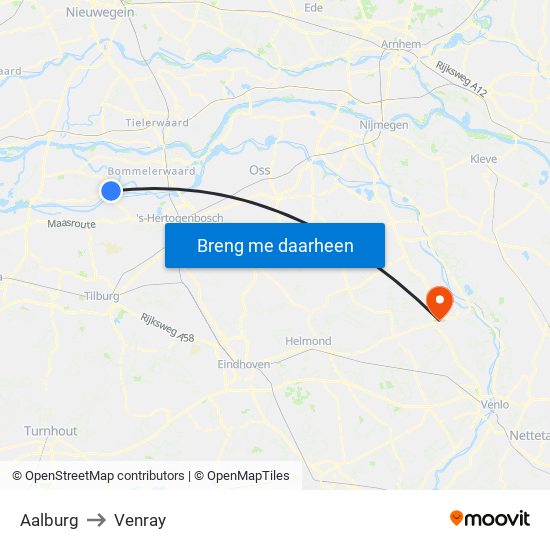 Aalburg to Venray map