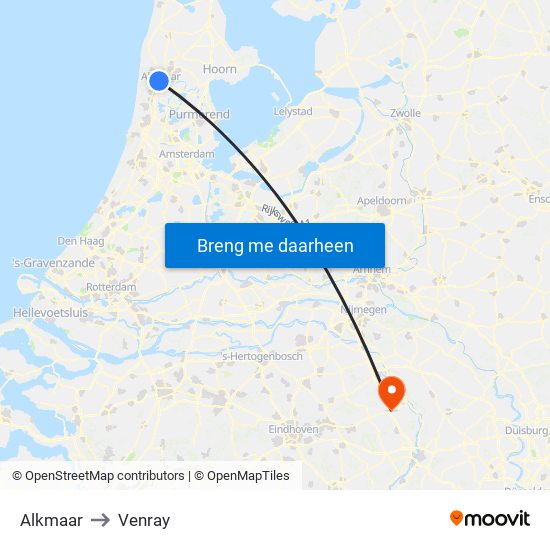 Alkmaar to Venray map