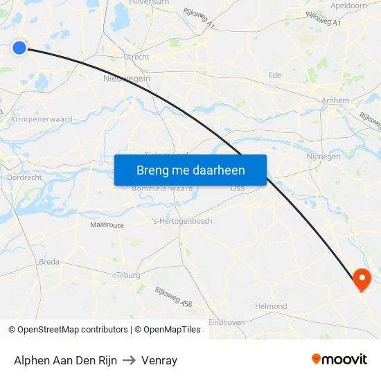 Alphen Aan Den Rijn to Venray map