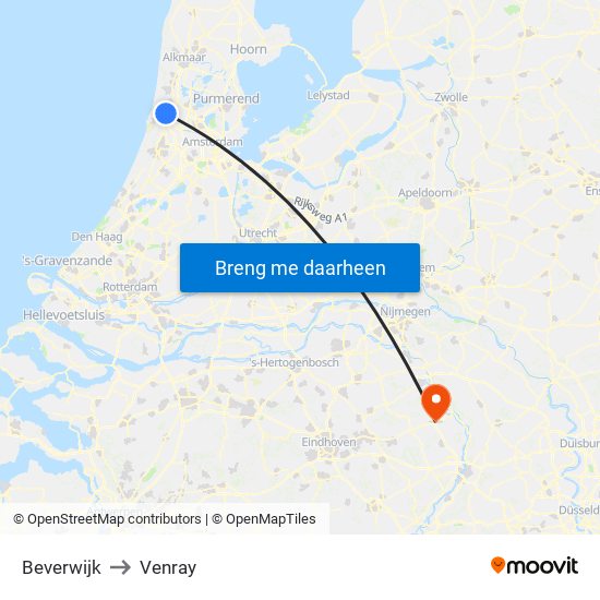 Beverwijk to Venray map