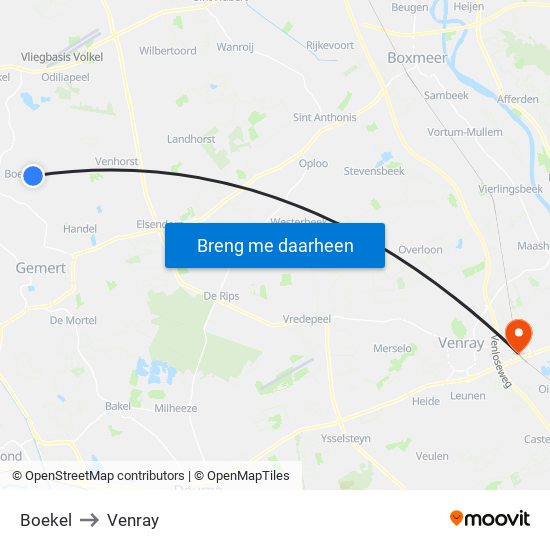 Boekel to Venray map