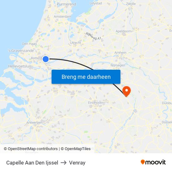 Capelle Aan Den Ijssel to Venray map