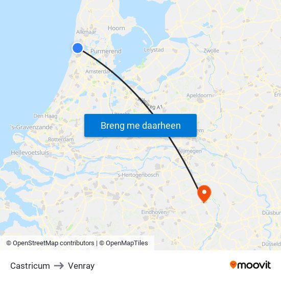 Castricum to Venray map