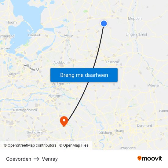 Coevorden to Venray map