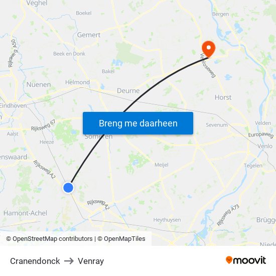 Cranendonck to Venray map