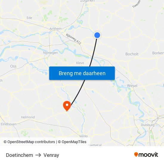 Doetinchem to Venray map