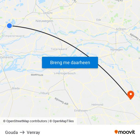 Gouda to Venray map