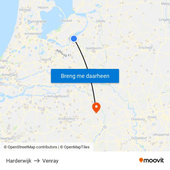 Harderwijk to Venray map