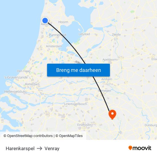 Harenkarspel to Venray map