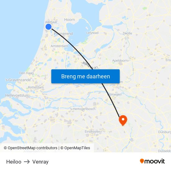 Heiloo to Venray map