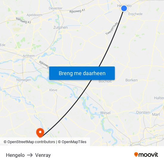 Hengelo to Venray map