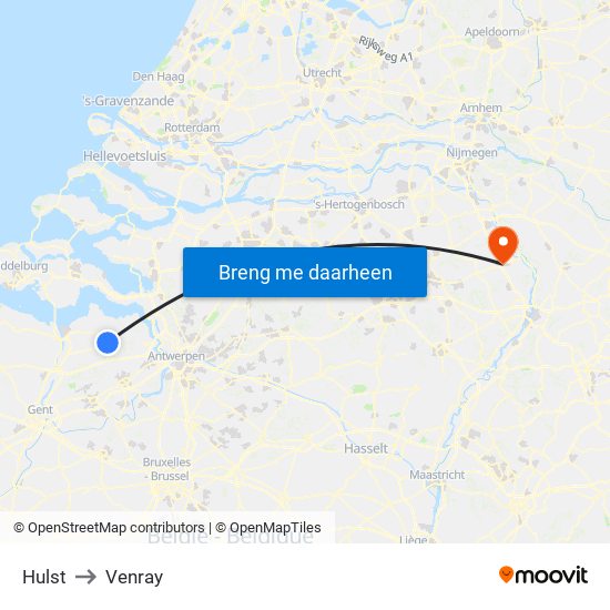 Hulst to Venray map