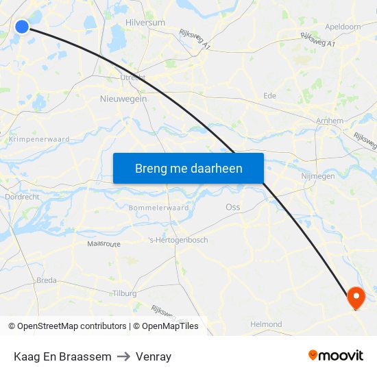 Kaag En Braassem to Venray map