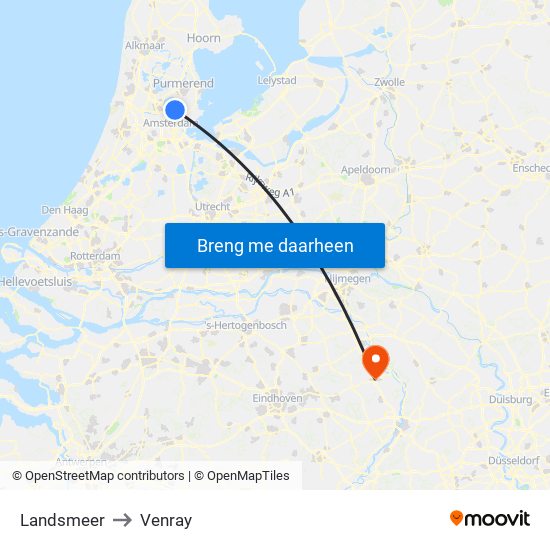 Landsmeer to Venray map
