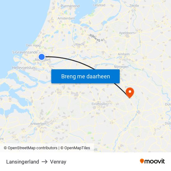 Lansingerland to Venray map