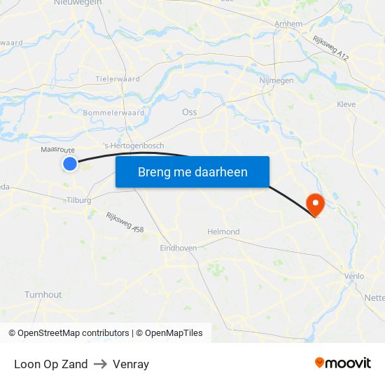Loon Op Zand to Venray map