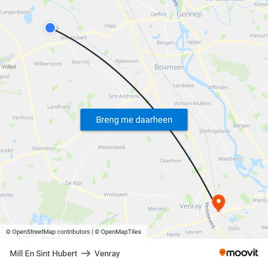 Mill En Sint Hubert to Venray map