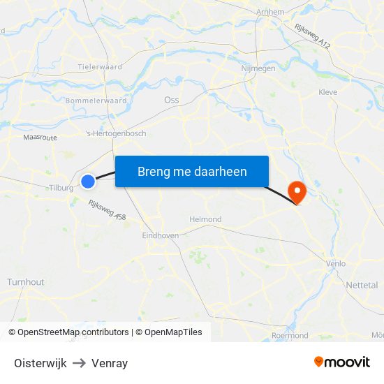 Oisterwijk to Venray map