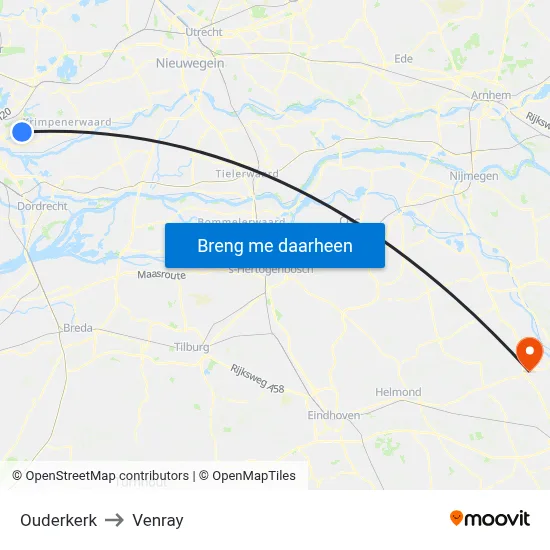 Ouderkerk to Venray map