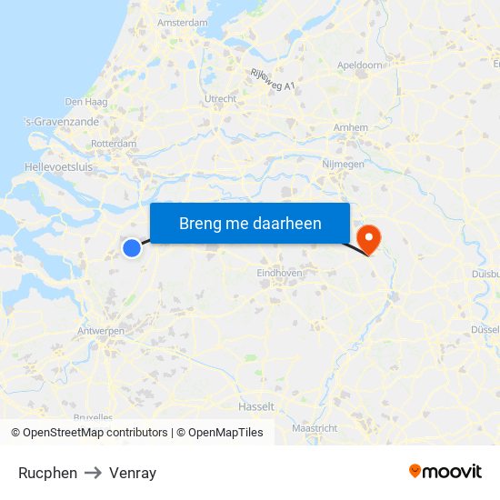 Rucphen to Venray map