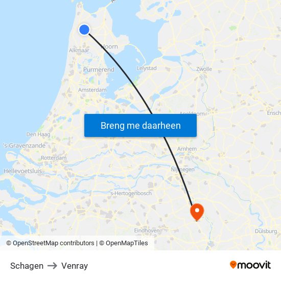 Schagen to Venray map